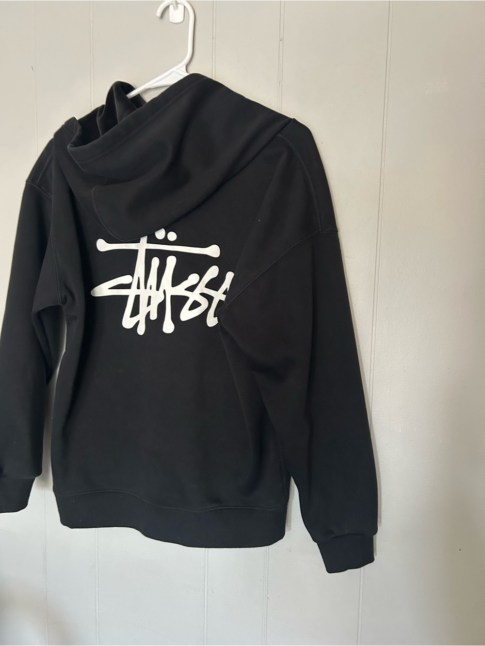 Stüssy Black Pullover Hoodie Large Logo Graphic Streetwear Size M - Picture 2 of 6